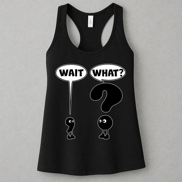 Funny Wait What Comma Question Mark Comic Womens Tank Top