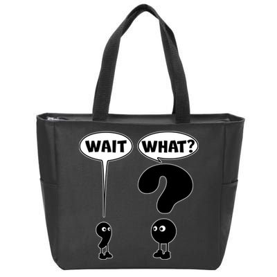 Funny Wait What Comma Question Mark Comic Zip Tote Bag