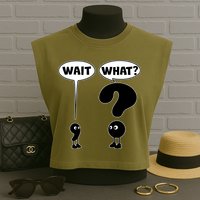 Funny Wait What Comma Question Mark Comic Garment-Dyed Women's Muscle Tee