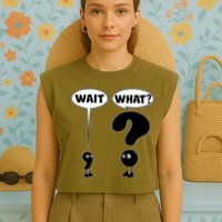 Funny Wait What Comma Question Mark Comic Garment-Dyed Women's Muscle Tee