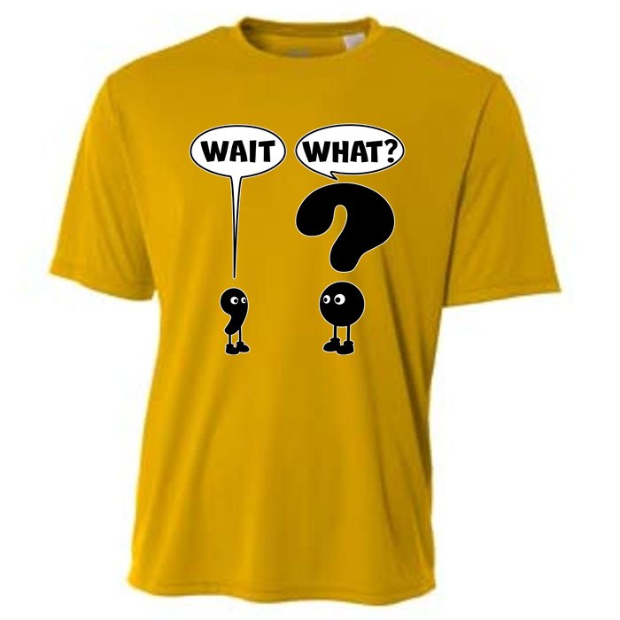 Funny Wait What Comma Question Mark Comic Cooling Performance Crew T-Shirt