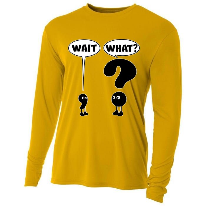 Funny Wait What Comma Question Mark Comic Cooling Performance Long Sleeve Crew