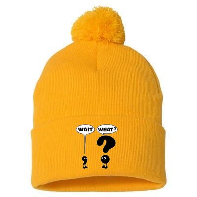 Funny Wait What Comma Question Mark Comic Pom Pom 12in Knit Beanie