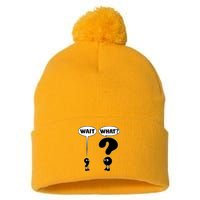 Funny Wait What Comma Question Mark Comic Pom Pom 12in Knit Beanie