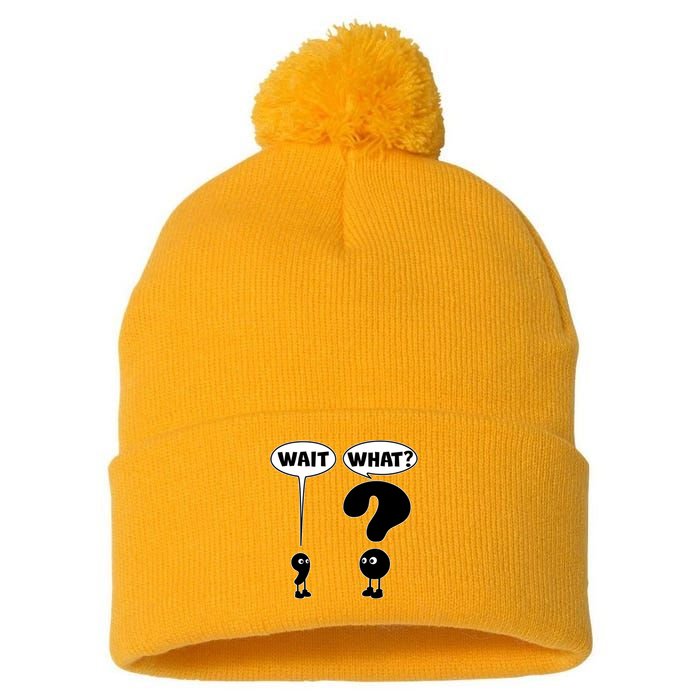 Funny Wait What Comma Question Mark Comic Pom Pom 12in Knit Beanie