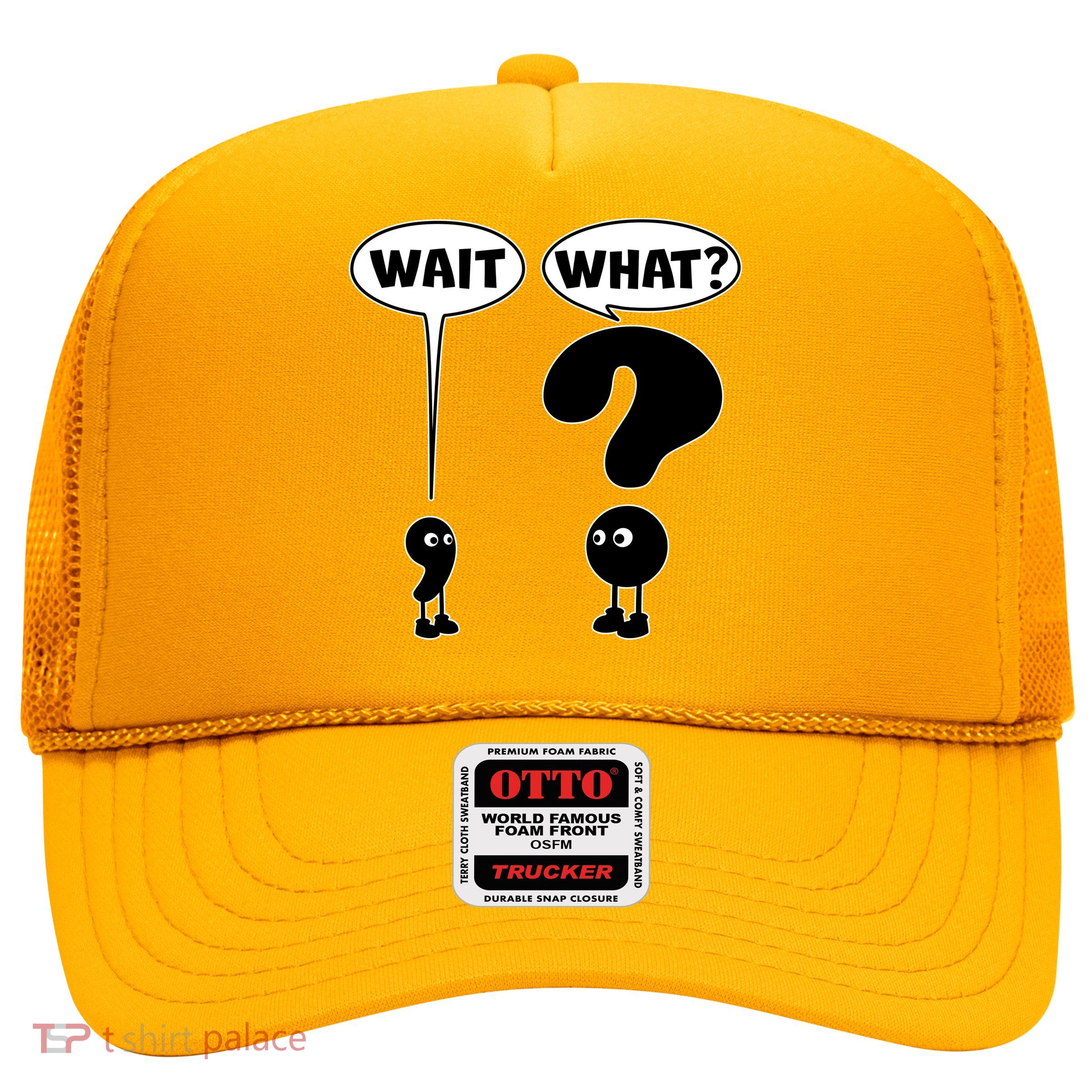 Funny Wait What Comma Question Mark Comic Trucker Hat