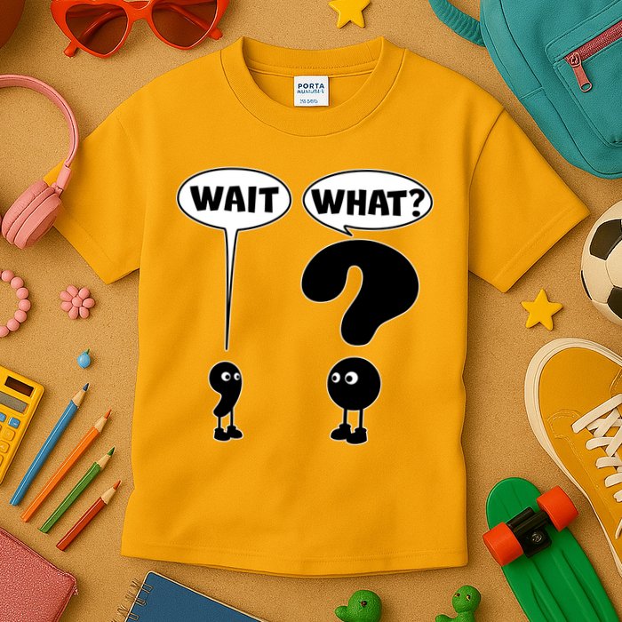 Funny Wait What Comma Question Mark Comic Kids T-Shirt