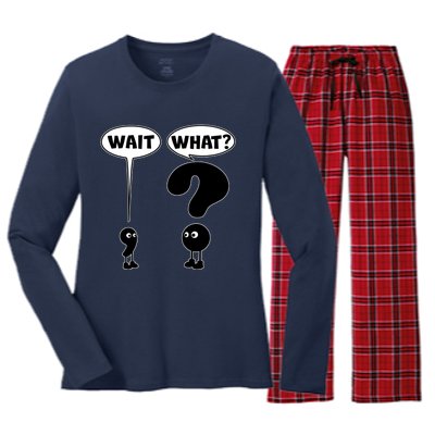 Funny Wait What Comma Question Mark Comic Women's Long Sleeve Flannel Pajama Set 