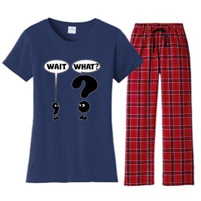 Funny Wait What Comma Question Mark Comic Women's Flannel Pajama Set