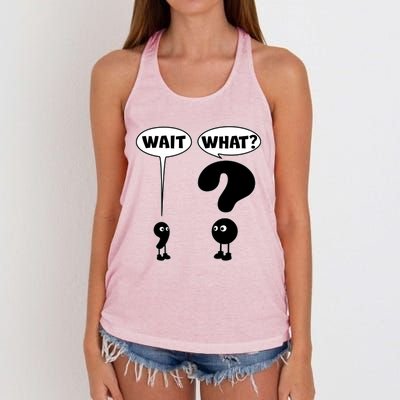 Funny Wait What Comma Question Mark Comic Women's Knotted Racerback Tank