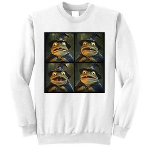 Frog Wearing Witch Hat Halloween Sweatshirt