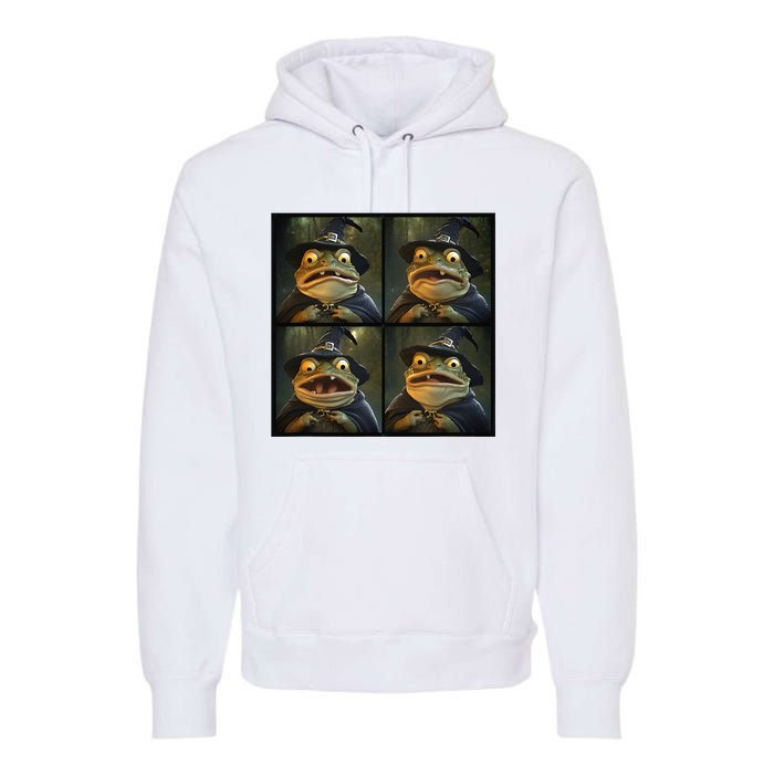 Frog Wearing Witch Hat Halloween Premium Hoodie