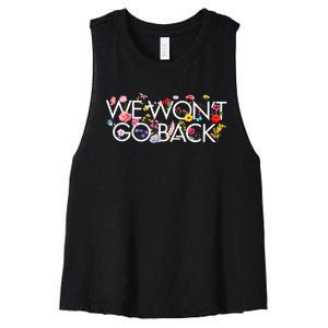 Floral We WonT Go Back Kamala Vote Madam President 2024 Women's Racerback Cropped Tank