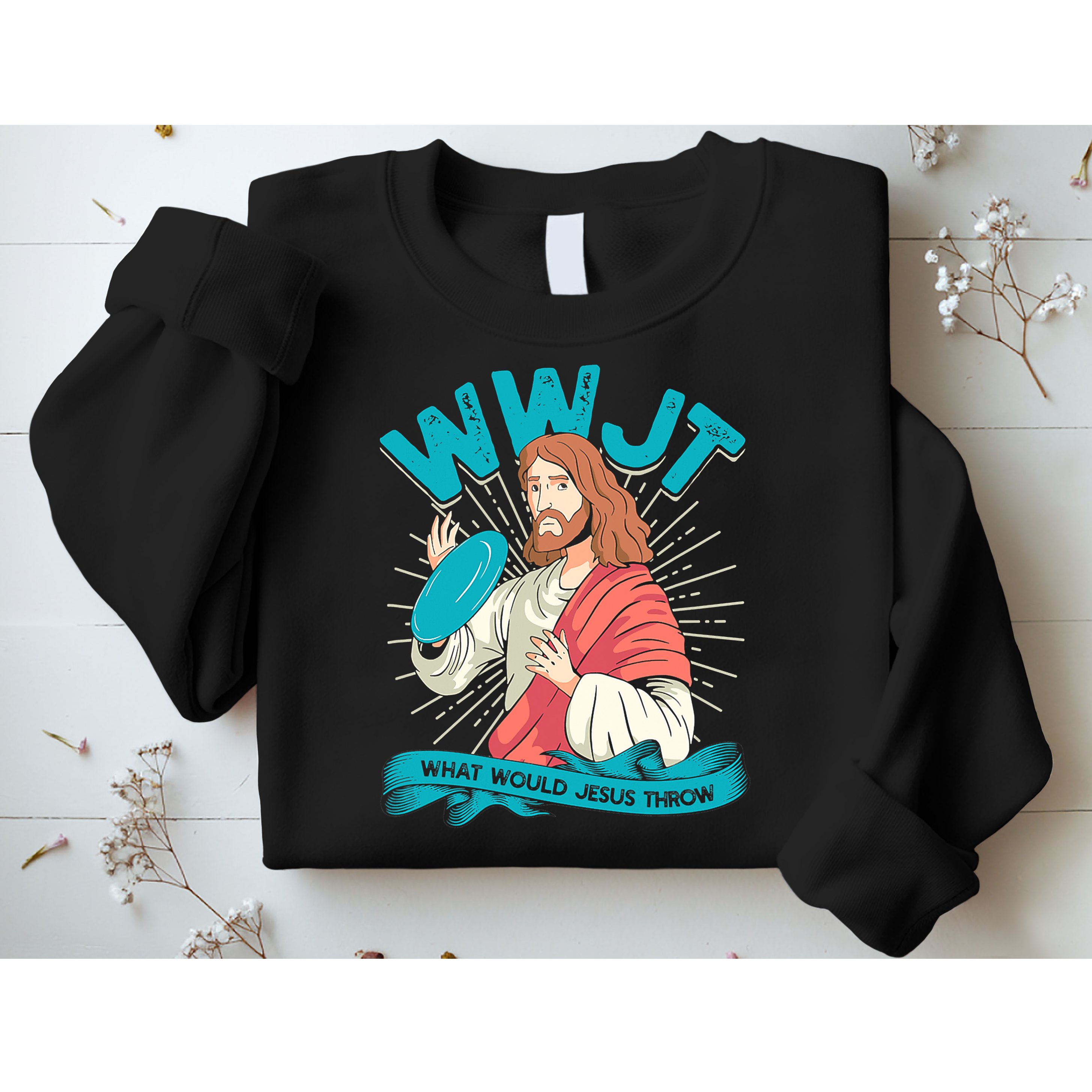 Funny WWJT What Would Jesus Throw Frisbee Disc Golf Sport Sweatshirt