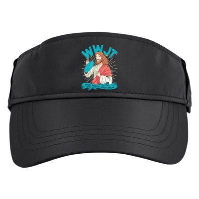 Funny WWJT What Would Jesus Throw Frisbee Disc Golf Sport Adult Drive Performance Visor