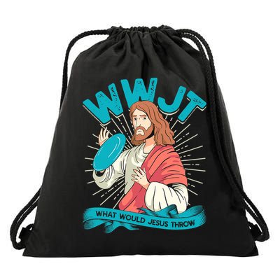 Funny WWJT What Would Jesus Throw Frisbee Disc Golf Sport Drawstring Bag