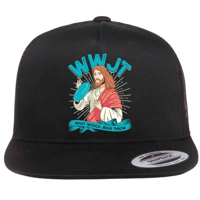 Funny WWJT What Would Jesus Throw Frisbee Disc Golf Sport Flatbill Hat