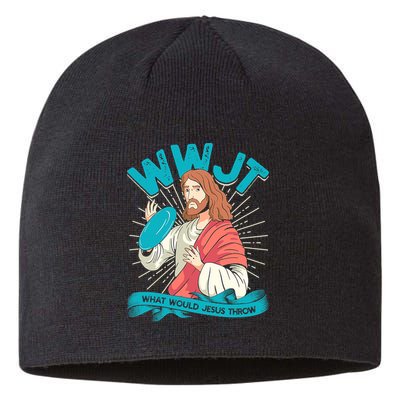 Funny WWJT What Would Jesus Throw Frisbee Disc Golf Sport Sustainable Beanie