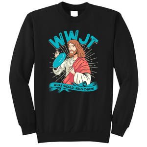 Funny WWJT What Would Jesus Throw Frisbee Disc Golf Sport Tall Sweatshirt