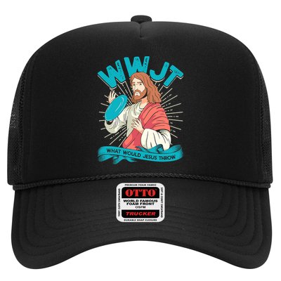 Funny WWJT What Would Jesus Throw Frisbee Disc Golf Sport Trucker Hat