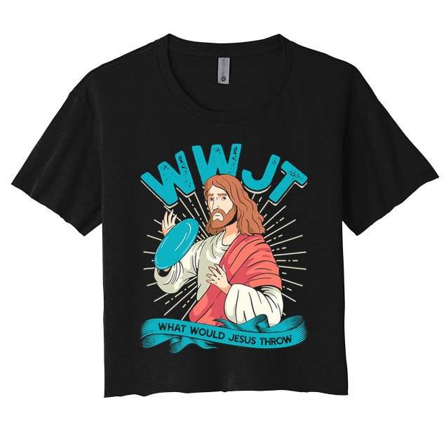 Funny WWJT What Would Jesus Throw Frisbee Disc Golf Sport Crop Top
