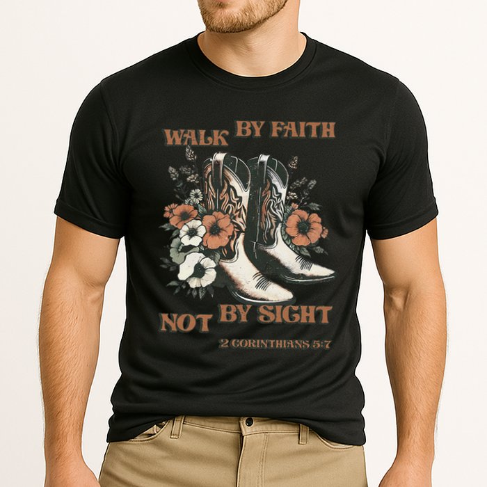Faith We Walk By Faith Not By Sight Christian Cooling Performance Crew T-Shirt
