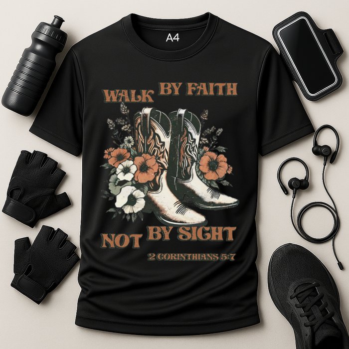 Faith We Walk By Faith Not By Sight Christian Cooling Performance Crew T-Shirt
