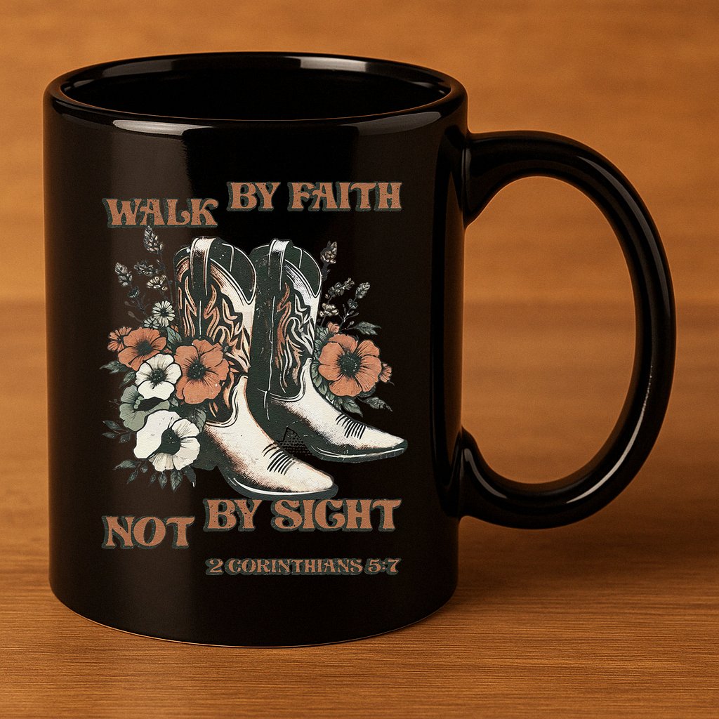 Faith We Walk By Faith Not By Sight Christian 11oz C Handle Ceramic Mug