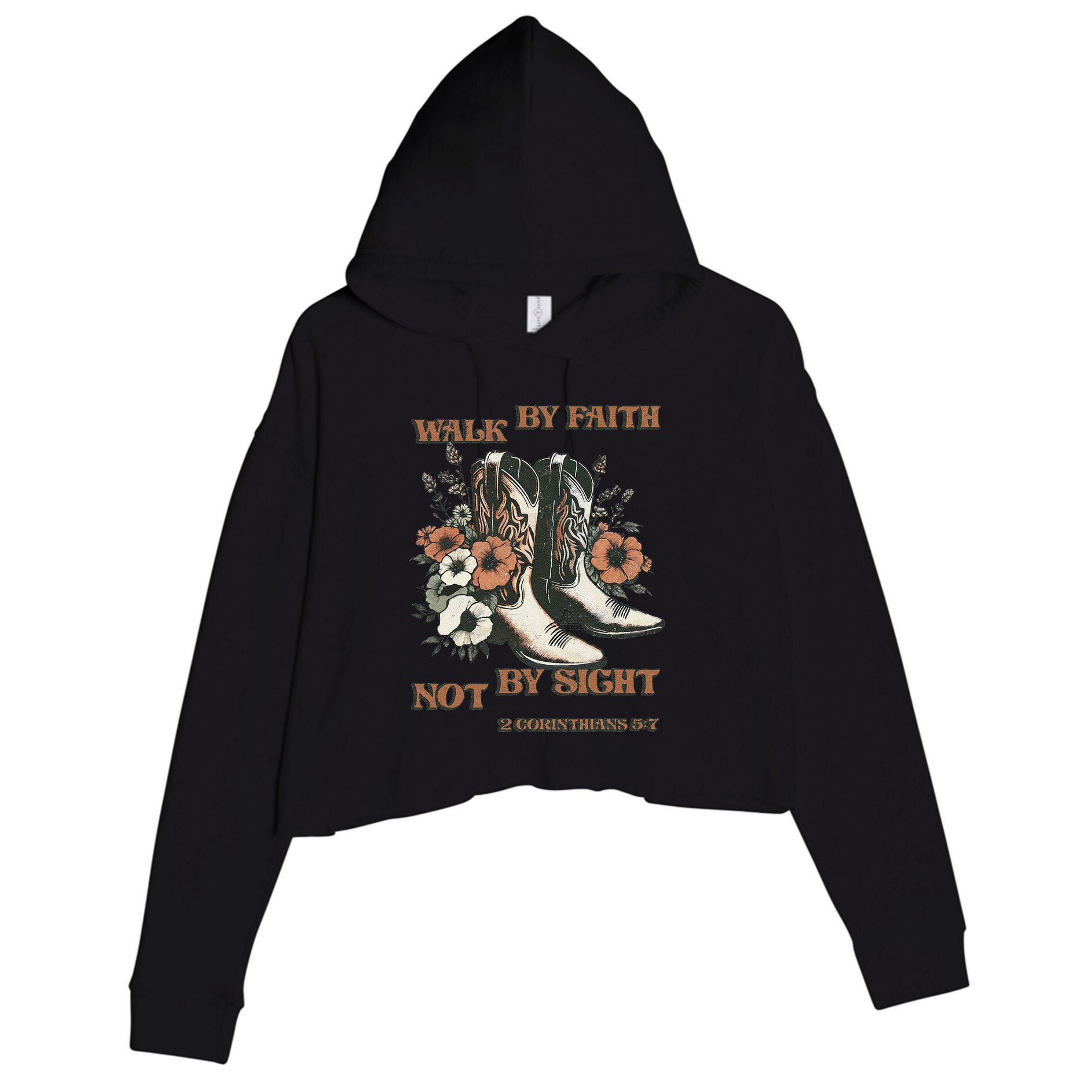 Faith We Walk By Faith Not By Sight Christian Crop Fleece Hoodie