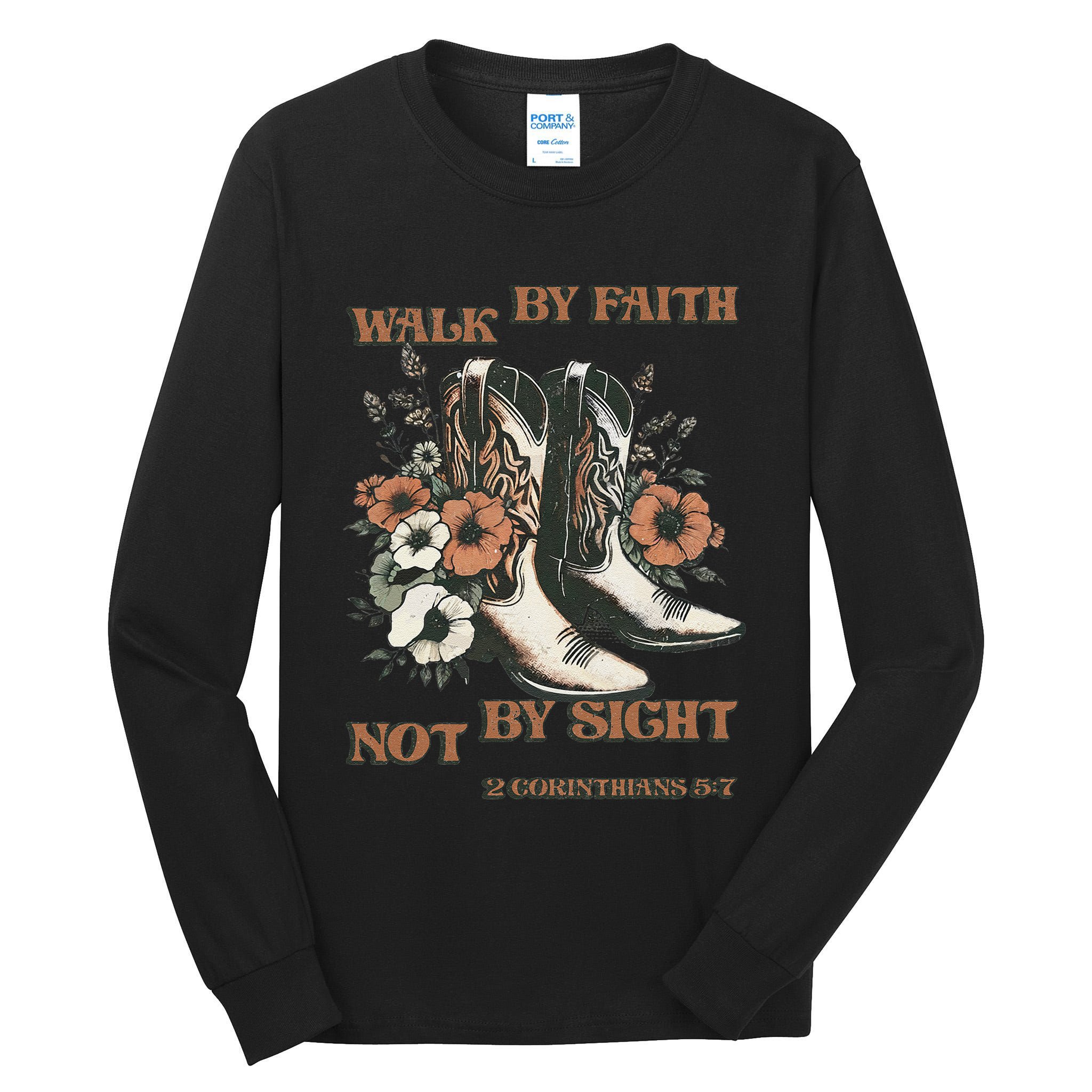 Faith We Walk By Faith Not By Sight Christian Tall Long Sleeve T-Shirt