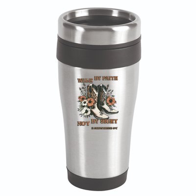 Faith We Walk By Faith Not By Sight Christian 16oz Travel Tumbler