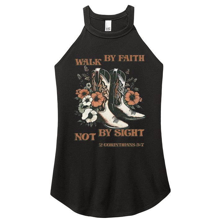 Faith We Walk By Faith Not By Sight Christian Women's Perfect Tri Rocker Tank