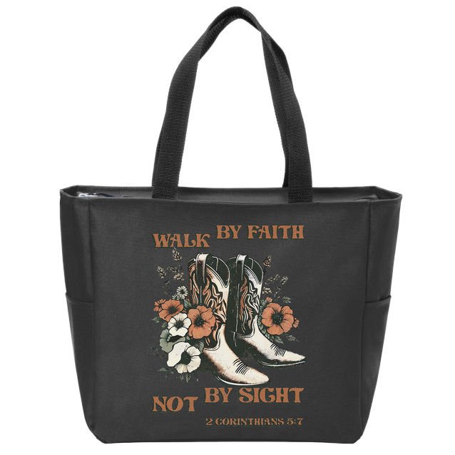 Faith We Walk By Faith Not By Sight Christian Zip Tote Bag