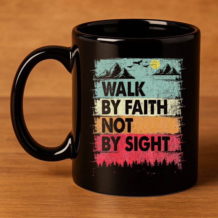 Faith We Walk By Faith Not By Sight Christian 11oz C Handle Ceramic Mug