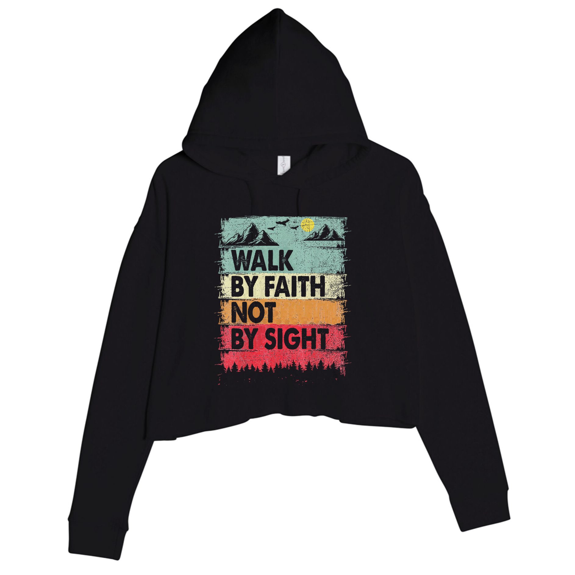 Faith We Walk By Faith Not By Sight Christian Crop Fleece Hoodie