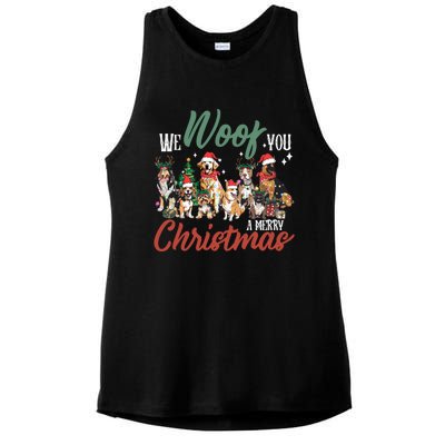 Funny We Woof You A Merry Christmas Cute Dogs Gift Ladies PosiCharge Tri-Blend Wicking Tank