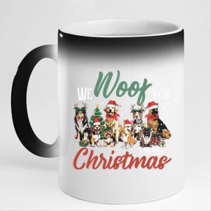 Funny We Woof You A Merry Christmas Cute Dogs Gift 11oz Black Color Changing Mug