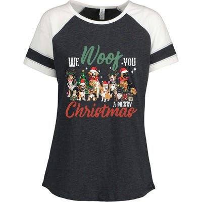 Funny We Woof You A Merry Christmas Cute Dogs Gift Enza Ladies Jersey Colorblock Tee