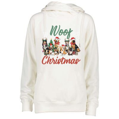 Funny We Woof You A Merry Christmas Cute Dogs Gift Womens Funnel Neck Pullover Hood