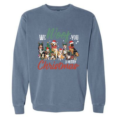 Funny We Woof You A Merry Christmas Cute Dogs Gift Garment-Dyed Sweatshirt