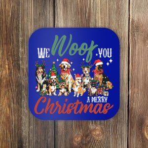 Funny We Woof You A Merry Christmas Cute Dogs Gift Coaster