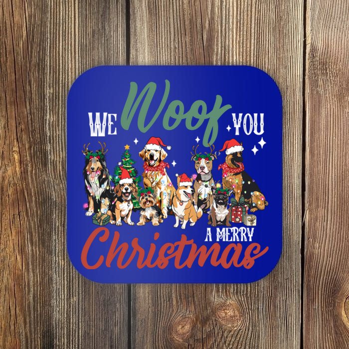 Funny We Woof You A Merry Christmas Cute Dogs Gift Coaster