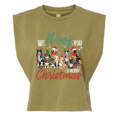 Funny We Woof You A Merry Christmas Cute Dogs Gift Garment-Dyed Women's Muscle Tee