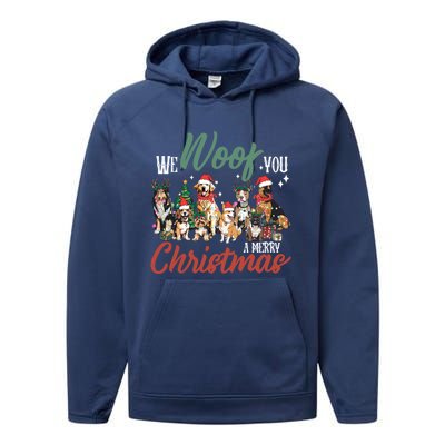 Funny We Woof You A Merry Christmas Cute Dogs Gift Performance Fleece Hoodie