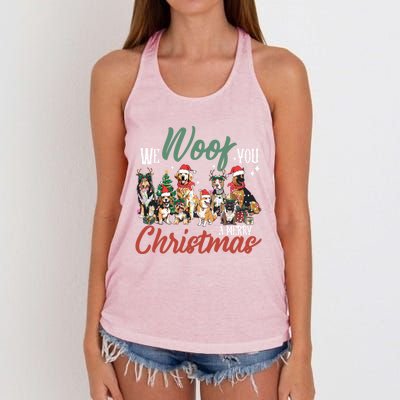 Funny We Woof You A Merry Christmas Cute Dogs Gift Women's Knotted Racerback Tank