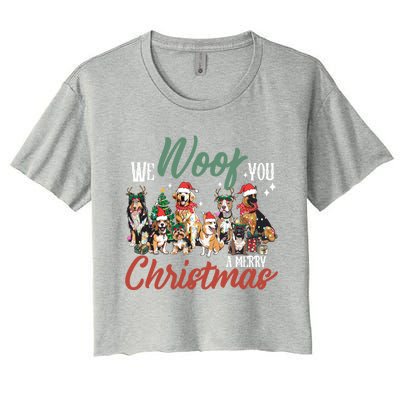 Funny We Woof You A Merry Christmas Cute Dogs Gift Women's Crop Top Tee