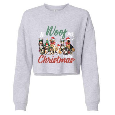 Funny We Woof You A Merry Christmas Cute Dogs Gift Cropped Pullover Crew