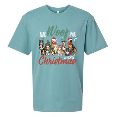 Funny We Woof You A Merry Christmas Cute Dogs Gift Sueded Cloud Jersey T-Shirt