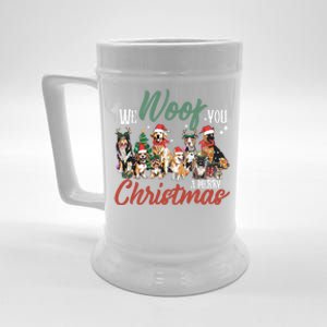 Funny We Woof You A Merry Christmas Cute Dogs Gift Beer Stein