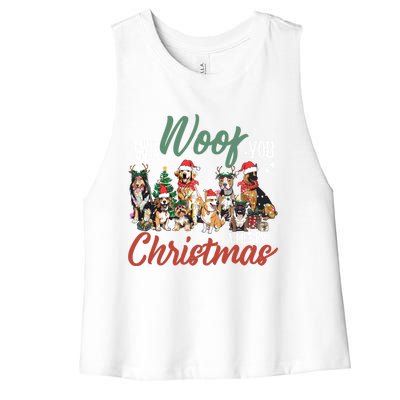 Funny We Woof You A Merry Christmas Cute Dogs Gift Women's Racerback Cropped Tank